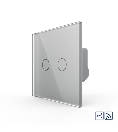 Intrerupator Dublu Cap Scara / Cruce Wireless cu Touch LIVOLO - Serie Noua, gri