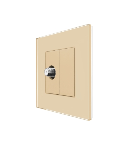 Priza TV Satelit cu Rama din Sticla LUXION, auriu