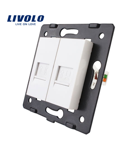 Priza dubla telefon + internet Livolo, alb