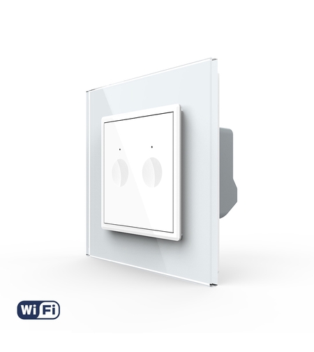 Intrerupator Dublu Wi-Fi cu Touch LIVOLO cu Rama din Sticla - Serie Noua, alb