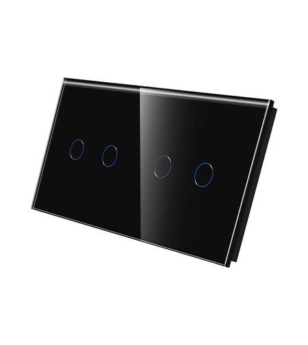 Panou Intrerupator Dublu + Dublu cu Touch Din Sticla LUXION, negru