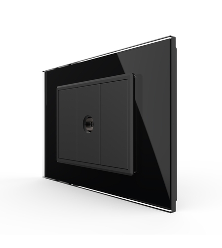 Priza Simpla TV Livolo cu Rama din Sticla - Serie Noua, negru