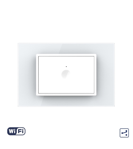 Intrerupator Simplu Cap Scara / Cruce Wi-Fi cu Touch LIVOLO cu Rama din Sticla, standard italian – Serie Noua