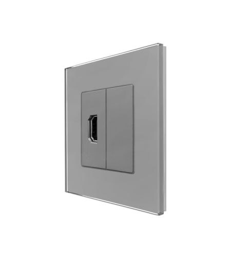 Priza HDMI cu Rama din Sticla LUXION, gri
