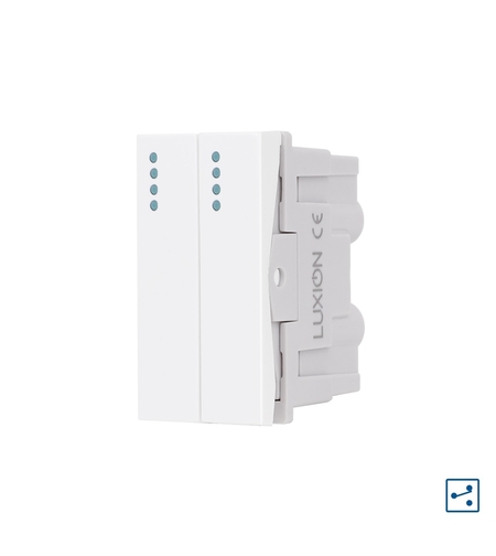 Modul Intrerupator Dublu Cap-Scara Mecanic 2M / 1M LUXION, Standard Italian, alb