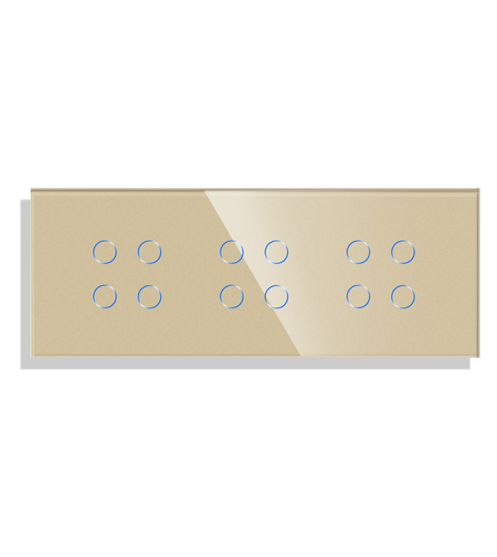 Panou 3 Intrerupatoare Cvadruple cu Touch din Sticla LUXION, auriu