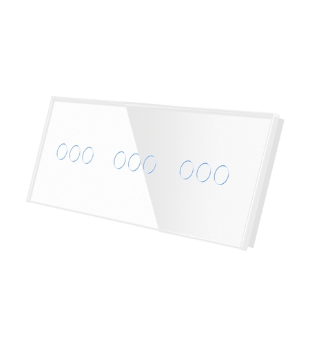 Panou Intrerupator Triplu + Triplu + Triplu cu Touch Din Sticla LUXION, alb