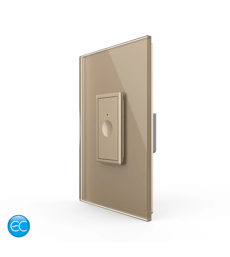 Intrerupator Simplu cu Touch Livolo cu Rama Din Sticla 1M, Zigbee EC, auriu