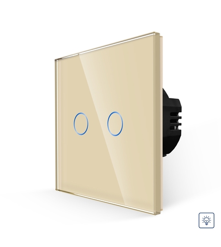 Intrerupator Dublu cu Variator si Touch din Sticla LUXION, auriu