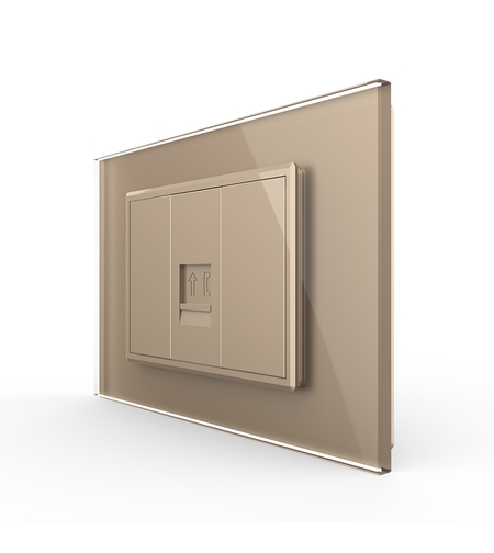 Priza Telefon LIVOLO cu Rama din Sticla, auriu