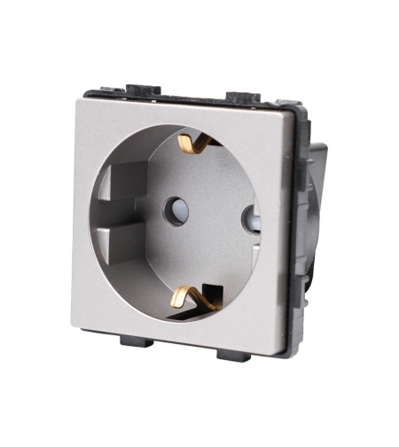 Modul Priza Simpla Fara Rama Din Sticla LUXION, gri