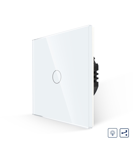 Intrerupator Simplu cu Variator Cap Scara / Cruce cu Touch din Sticla LUXION, alb