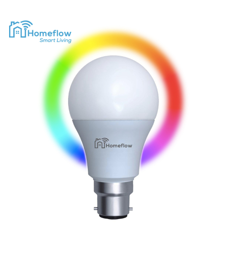 Bec inteligent LED Wireless Homeflow B-5006, B22, 9W (60W), 806lm, RGB, dimabil, Control de pe telefonul mobil