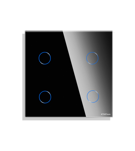 Panou Intrerupator Cvadruplu cu Touch Mini din Sticla LUXION, negru