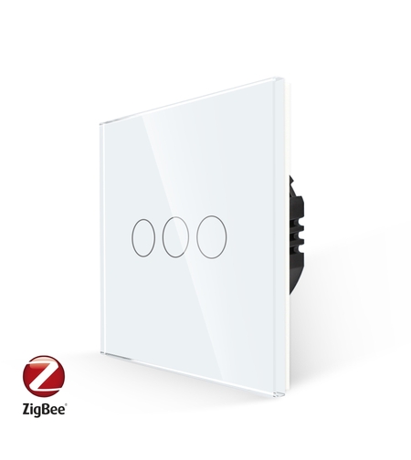 Intrerupator Triplu cu Touch din Sticla LUXION, protocol ZigBee, alb