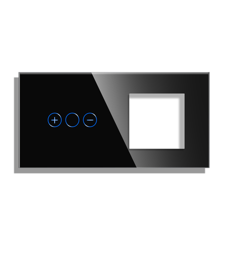 Panou Intrerupator Variator cu Touch si Priza Simpla Din Sticla LUXION, negru