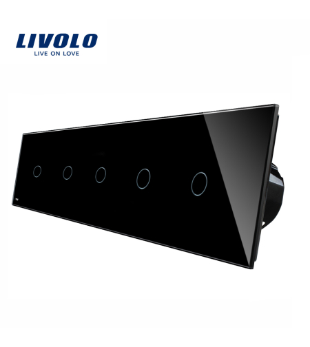 Intrerupator LIVOLO cu touch din sticla cu 5 intrerupatoare simple, negru