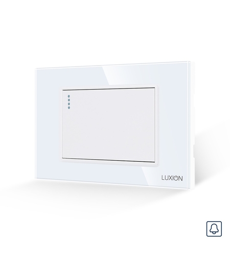 Intrerupator cu Revenire (Sonerie) Mecanic LUXION cu Rama din Sticla, Standard Italian, 3M, alb