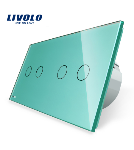 Intrerupator dublu + dublu cu touch Livolo din sticla, verde