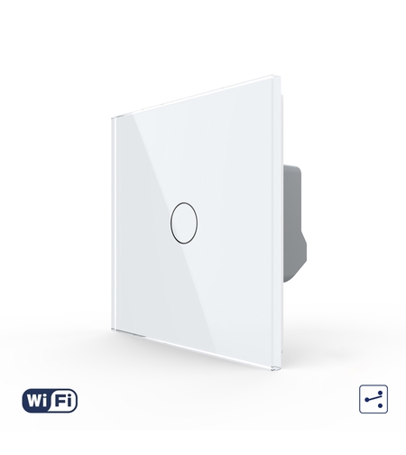 Intrerupator Simplu Cap / Cruce Wi-Fi cu Touch LIVOLO – Serie Noua, alb