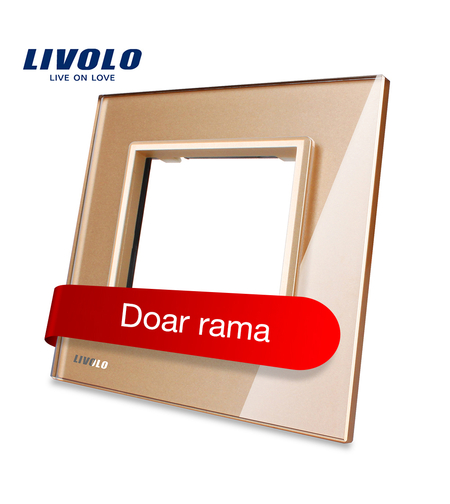 Rama priza simpla Livolo din sticla, auriu