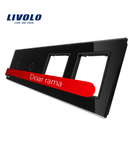 Panou 2 intrerupatoare simple cu touch si 2 prize LIVOLO din sticla, negru