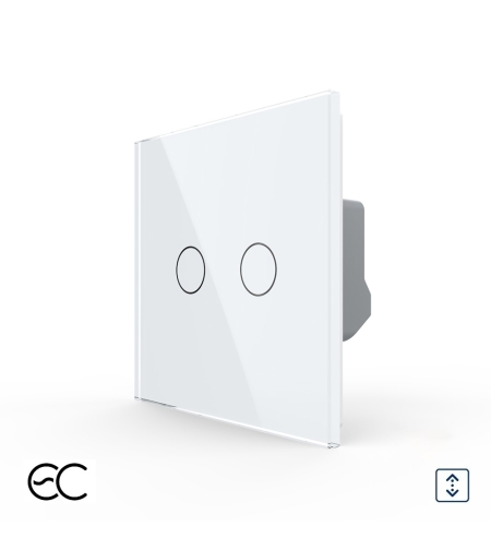 Intrerupator Dublu Draperie cu Touch LIVOLO din Sticla - Protocol ZigBee EC, alb