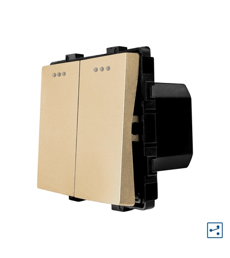 Modul Intrerupator Dublu Cap Scara Mecanic LUXION, auriu