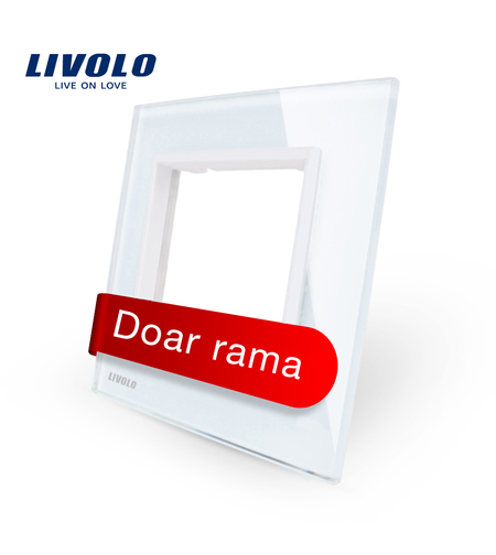 Rama priza simpla Livolo din sticla, alb