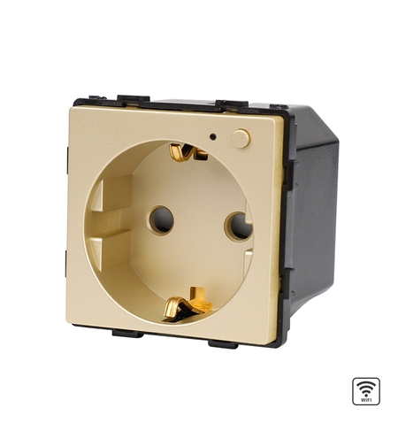 Modul Priza Inteligenta Wi-Fi Fara Rama Din Sticla LUXION, auriu