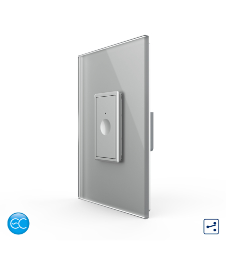 Intrerupator Simplu Cap Scara / Cruce cu Touch Livolo cu Rama Din Sticla 1M, Zigbee EC - Serie Noua, gri
