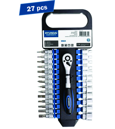 Set 27 chei tubulare 1/4 4-14mm si clichet Hyundai HY-59634