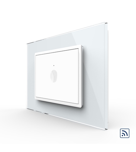 Intrerupator simplu wireless cu touch Livolo cu rama din sticla, standard Italian - Serie noua, alb