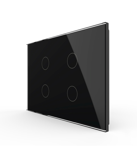 Panou intrerupator cvadruplu cu touch Livolo din sticla, standard Italian - Serie noua, negru