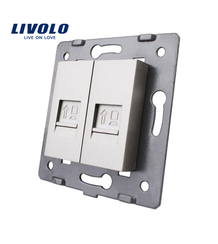 Priza dubla internet Livolo, gri