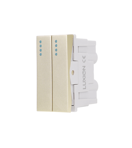 Modul Intrerupator Dublu Mecanic 2M / 1M LUXION, Standard Italian, auriu