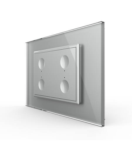Intrerupator cvadruplu cu touch Livolo cu rama din sticla, standard Italian - Serie noua, gri