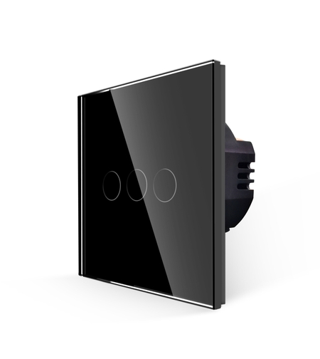 Intrerupator Triplu cu Touch din Sticla LUXION, negru
