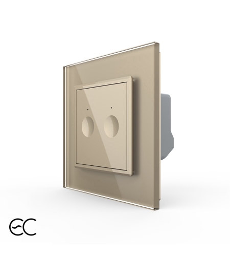 Intrerupatorul Dublu cu Touch LIVOLO cu Rama Din Sticla - Protocol Zigbee EC, auriu