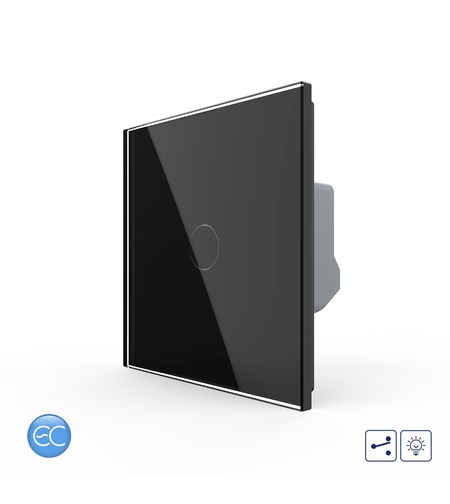 Intrerupator Simplu Cap Scara / Cruce cu Dimmer cu Touch LIVOLO din Sticla - Protocol ZigBee EC, negru