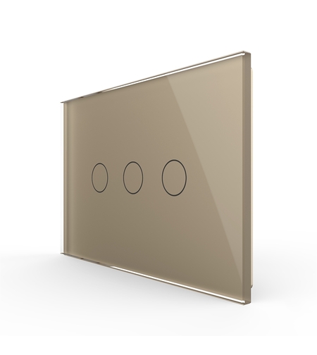 Panou intrerupator triplu cu touch Livolo din sticla, standard Italian - Serie noua, auriu