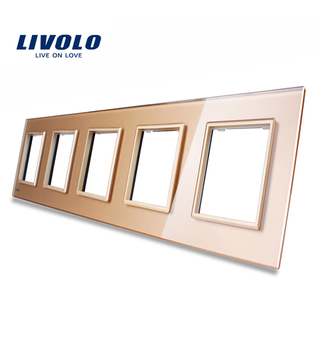 Rama cvintuplu din sticla Livolo, auriu