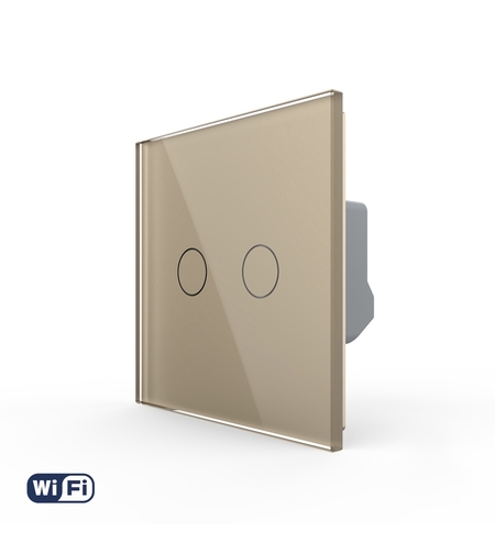 Intrerupator Dublu Wi-Fi cu Touch LIVOLO din Sticla - Serie Noua, auriu