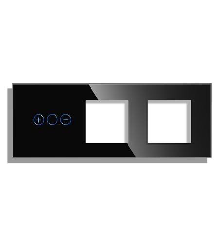 Panou Intrerupator Variator cu Touch si 2 Prize Simple Din Sticla LUXION, negru