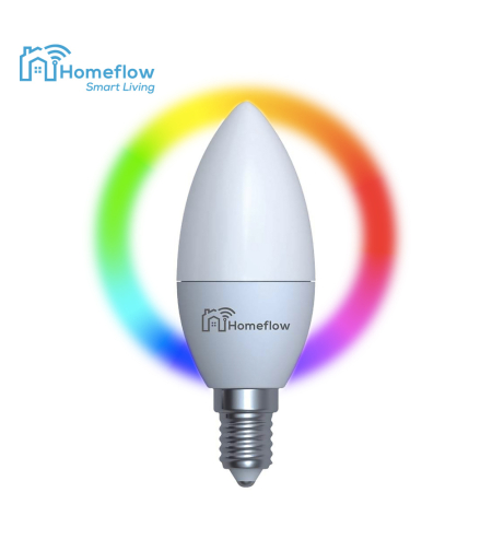 Bec inteligent LED Wireless Homeflow B-5004, E14, 5W (40W), 400lm, dimabil, RGB, Control de pe telefonul mobil