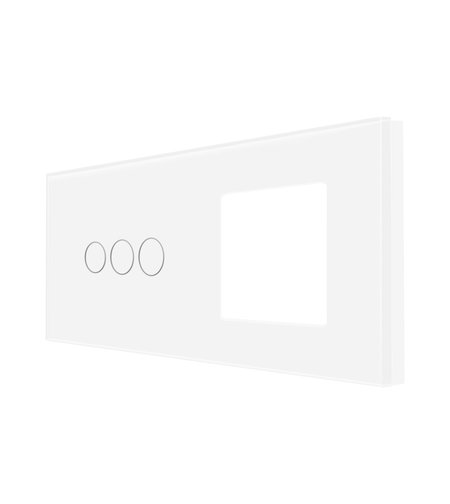 Panou Intrerupator Triplu cu Touch si Priza Simpla Din Sticla LUXION, alb