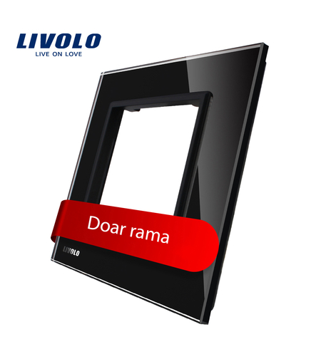 Rama priza simpla Livolo din sticla, negru