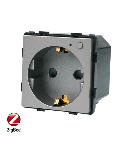 Modul Priza Inteligenta cu Protocol Zigbee si Monitorizare Consum, Fara Rama Din Sticla LUXION, gri