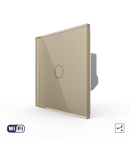 Intrerupator Simplu Cap / Cruce Wi-Fi cu Touch LIVOLO – Serie Noua, auriu