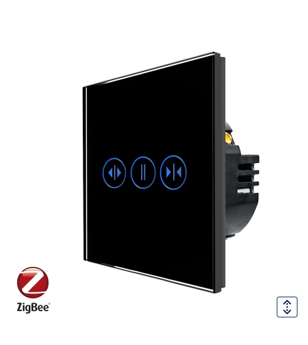Intrerupator Rulouri cu Touch din Sticla LUXION, Protocol Zigbee Tuya, negru